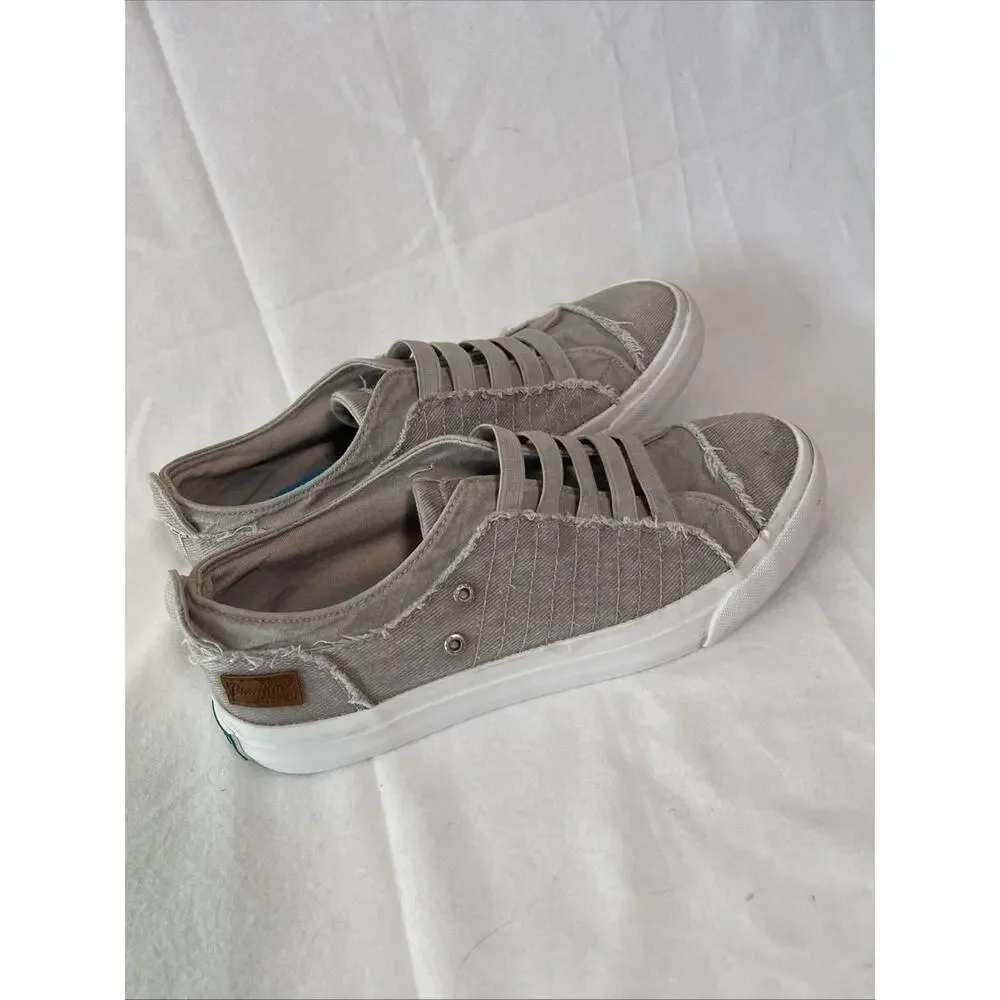 Blowfish Malibu Tan Elastic Sneakers Women’s Size 7.5 Distressed Style- EUC